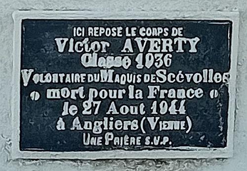 AVERTY Victor Plaque Tombe