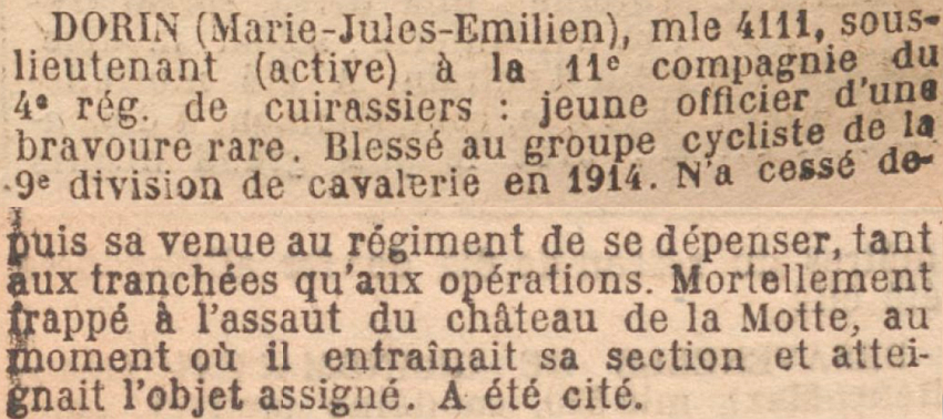 DORIN Emilien LH JO 20 Mai 1919